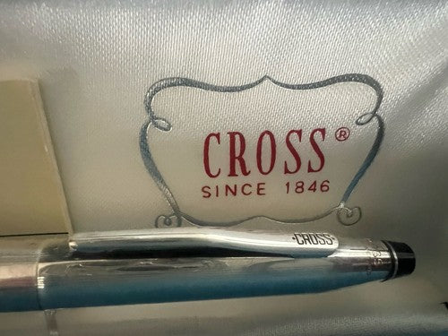 🔴 CROSS Chrom-Kugelschreiber mit Schnappkappe, Etui und Anleitung B 