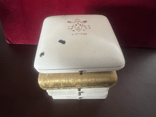 Vatican Boîtes Monnaies Médailles Cuir Écusson Papes Trousse Etui 4 Pièces