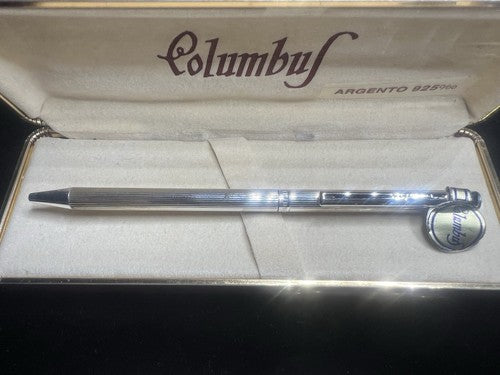 🔴 COLUMBUS penna sfera corpo ARGENTO 925 MASSICCIO con astuccio e garanzia 4