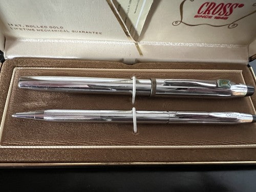 Cross Pens Sphere Laminated Vintage Chrome Dismantling Vehicle 2 Pens