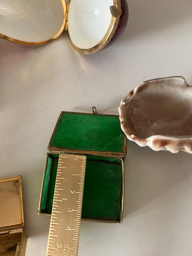 🔴 Scatole cofanetti scatoline ottone e vetro metallo e fabergè vintage