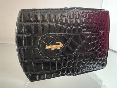 Cigarettes Noir Effet Crocodile Rigide Avec Fente pour Ceinture Vintage