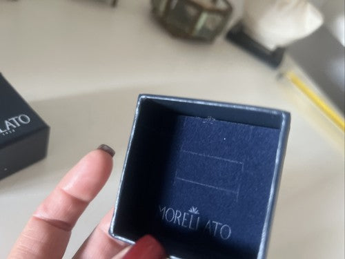 🔴 MORELLATO scatola gioielli: anello gemelli ciondolo pendente blu con nastrino