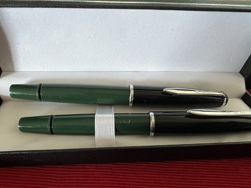 🔴 ERO penne stilografiche MINOR verde nere a PISTONE scrive vintage