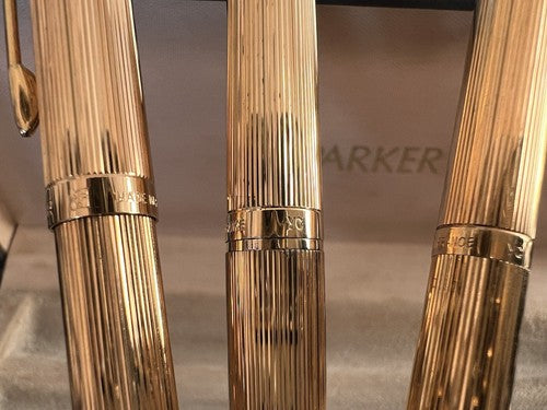 PARKER 180 Gold Plated Fountain Pen And 2 Ballpoint Pens Write