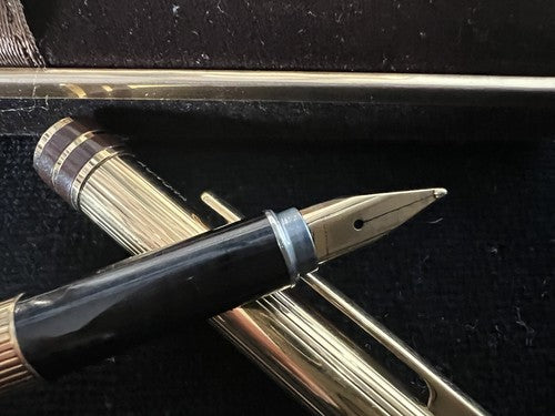 Aurora Stylo-Plume Stylo à Plume Argent 925 Marco Polo Plaqué Or M Et Sphère 