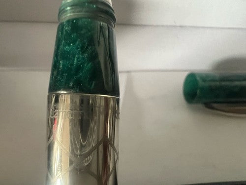 🔴 ROBERTA DI CAMERINO penna sfera ARGENTO 925 con particolari verde brillanti