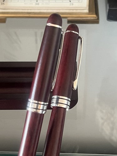 🔴 DODOR penna stilografica legno e sfera laminate argento IRIDIUM POINT GERMANY