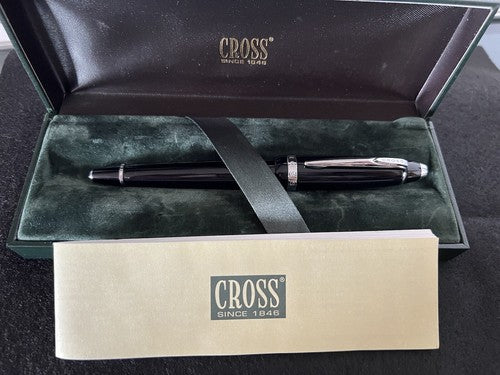 🔴 CROSS penna stilografica Townsend lacca nera a cartuccia scrive con scatola