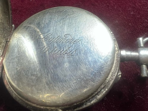 Montre Poche Argent 800 Femme Levier-Dos Manuel Fonctionne Vintage 1920