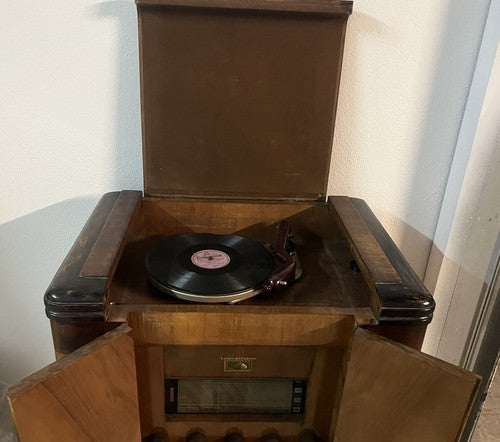 🔴 LA VOCE DEL PADRONE radio grammofono mobile legno noce FUNZIONA VINTAGE