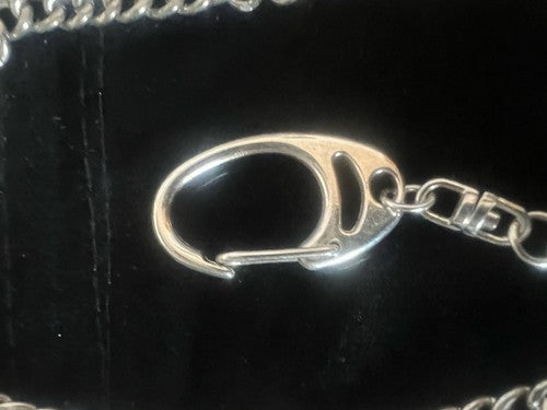 🔴 CATENA orologio tasca cromata con moschettone Lunghezza 38 cm VINTAGE