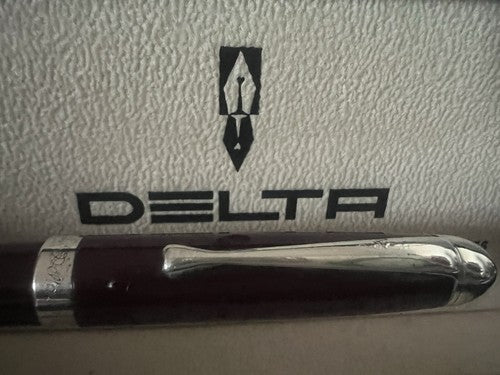 Delta Pen Sphere Roller Graffiti Lacquer Bordeaux Trim Foiled Silver