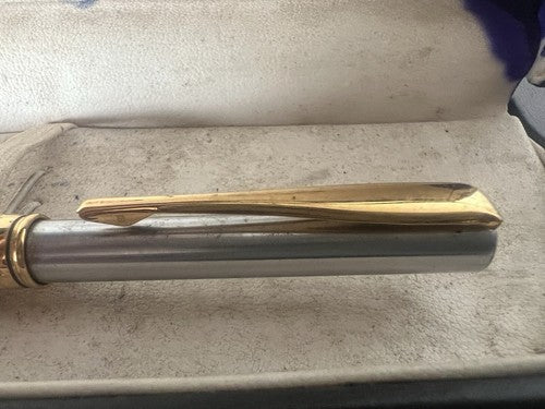 Aurora Stylo-Plume Sphère Magellano Chrome Profils Doré Publicité Boîte A 