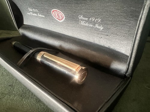 Aurora Stylo-Plume Sphère Tu Laque Noire Profils Or Rose Avec Trousse 