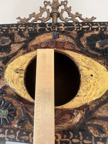 🔴 Orologio sveglia ARTIGIANALE da tavolo legno SCOLPITO E DIPINTO MANO vintage