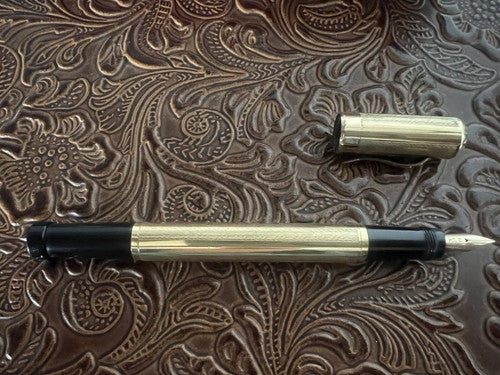 🔴 IDEAL penna stilografica retrattile pennino ORO 14KT funziona vintage B