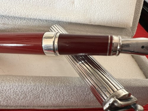 🔴 OTTAVIANI penna stilografica ARGENTO MASSICCIO 925 lacca scultura corpo uomo