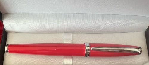 🔴 CAMPO MARZIO Kugelschreiber, roter Lack, Chromprofile, schreibt 