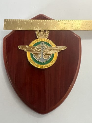 🔴 Crest GUARDIA DI FINANZA AEREONAVALE scudo legno lucidato e smalti h 15
