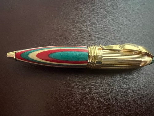 🔴 OSAMA penna sfera mini da agenda legno multicolore e dorata scrive vintage