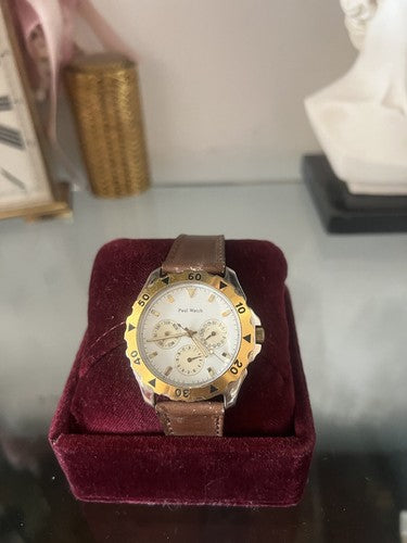 🔴 PAUL WATCH cronografo uomo OVERSIZE acciaio ghiera placcata 5 ATM vintage