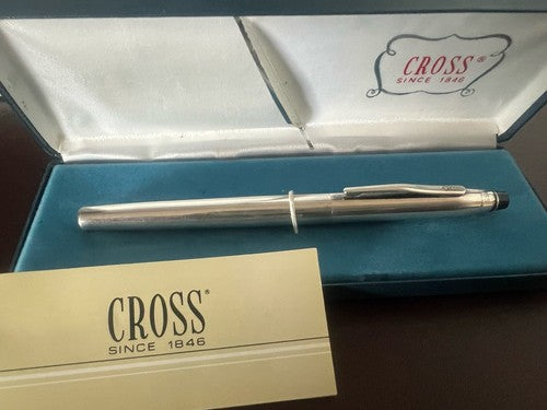 🔴 CROSS Chrom-Kugelschreiber mit Schnappkappe, Etui und Anleitung B 