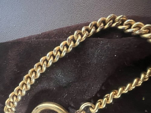 🔴 CATENA orologio tasca dorata con moschettone Lunghezza 25 cm VINTAGE