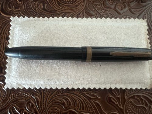 🔴 TROPEN GOLD penna stilografica nera a pistone pennino ORO scrive vintage