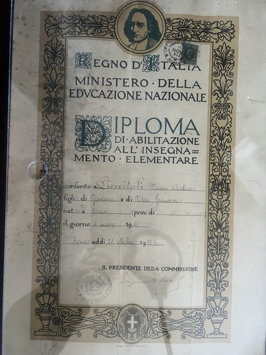 Regno D'Italie Diplôme Validation Enseignement D'Origine 21 Octobre 1933