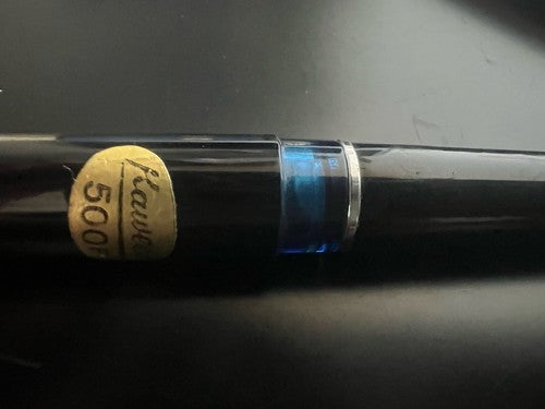 Kaweco Füllfederhalter 500F, schwarzer Kolben, Bullauge, blaue Vintage-Markierung von 1970 