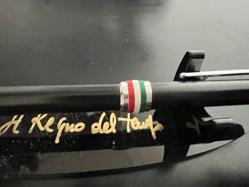 🔴 AURORA Marco Polo Kugelschreiber, schwarzer Lack, italienische Flagge 