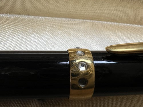 🔴 WATERMAN penna sfera Ici et La Crystal nera con cristalli scrive vintage