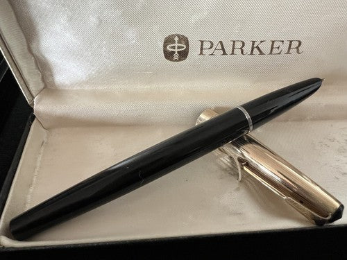 Parker Stylo-Plume Stylo à Plume 17 Capuche Plaqué Or Écrit Vintage 1962
