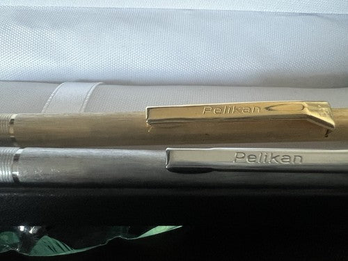 Pelikan Penne Sphère Bouton Pression Métal Doré Et Vintage Chrome 2 Penne