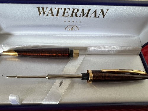 🔴 WATERMAN penna sfera Carene Deluxe lacca marmorizzata profili dorati