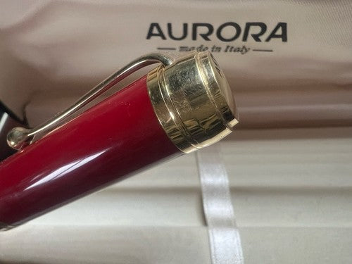 Aurora Stylo-Plume Sphère D72 Résine Rouge Profils Or Recharge Roller Avec Cas