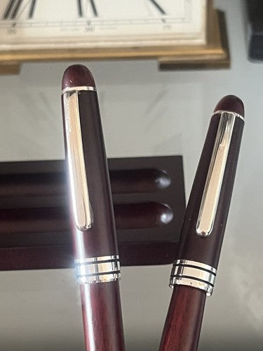 🔴 DODOR penna stilografica legno e sfera laminate argento IRIDIUM POINT GERMANY