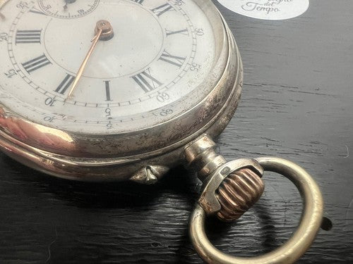 🔴 LEON PERRIN orologio tasca ARGENTO 800 cesellato da revisionare parti