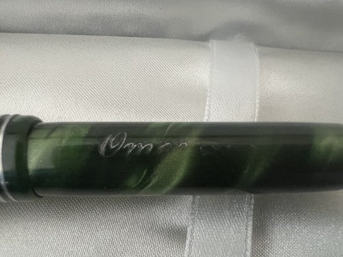 Omer Extra Stylo-Plume Stylo à Plume Celluloid Vert Marbré Écrit Vintage