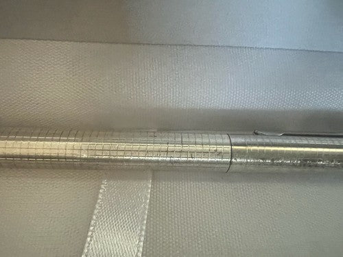 🔴 Penna sfera ARGENTO 925 MASSICCIO quadretti satinata profili lucidi vintage 6