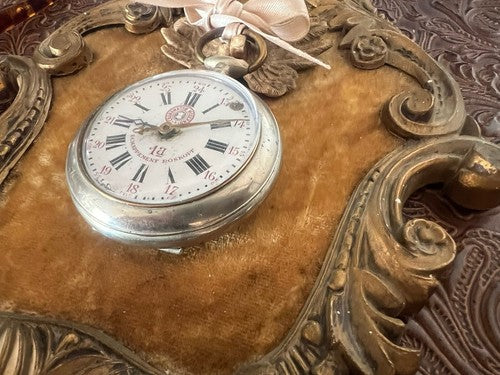 ROSSKOPF Montre Poche Chronomètre Moderne Cassé mit Image Mural Vintage 