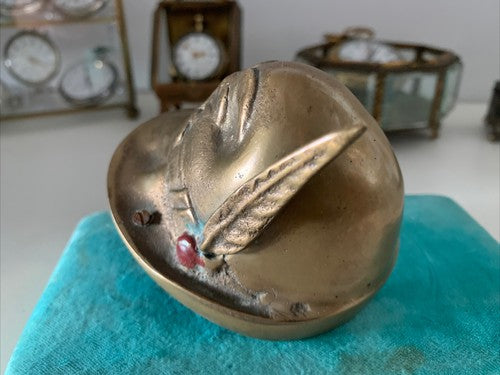 🔴 ALPINE Briefbeschwerer, massive Bronzeskulptur, dreidimensionale Vintage-Schreibtischfigur 