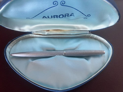 🔴 AURORA penna sfera cromata satinata scrive con astuccio vintage