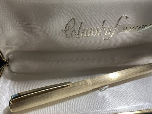 🔴 COLUMBUS penna sfera PLACCATA ORO scrive perfettamente con scatola vintage