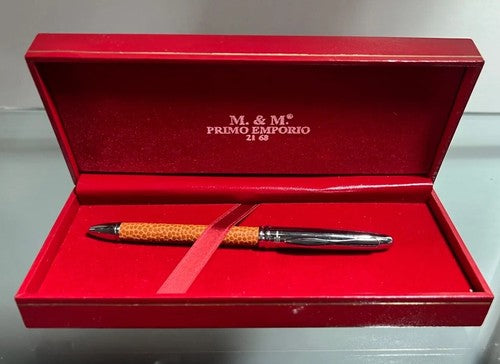 🔴 PRIMO EMPORIO penna sfera cromata pelle 2168 con scatola mai usata