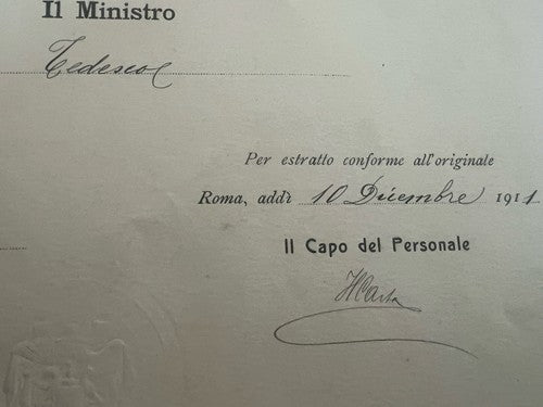 Ministre Du Trésor Conferimento Affectation De Comptable Finance Regno 1911