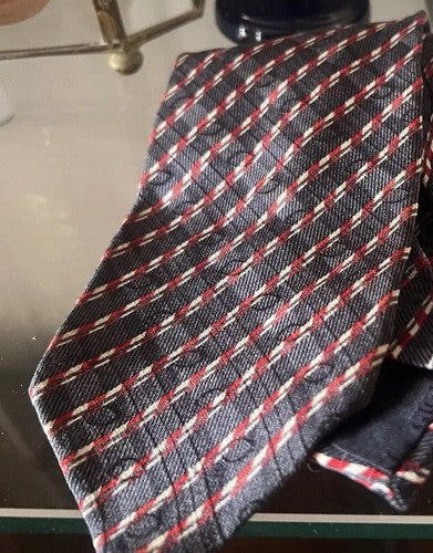 Giorgio Armani Men's Tie Silk Pure Strips Cross Blue Red White