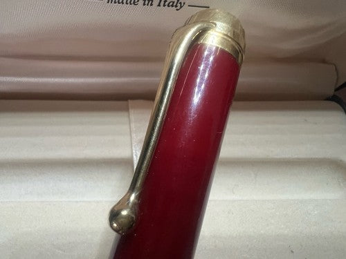 Aurora Stylo-Plume Sphère D72 Résine Rouge Profils Or Recharge Roller Avec Cas