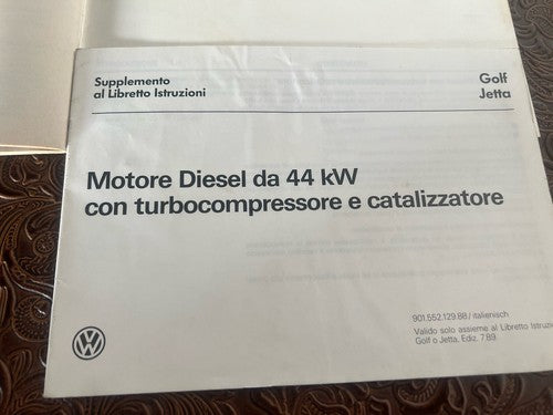 Volkswagen Jetta Broschüre Fahrzeugnutzung und -wartung Italienisches Original Vintage Retro 
